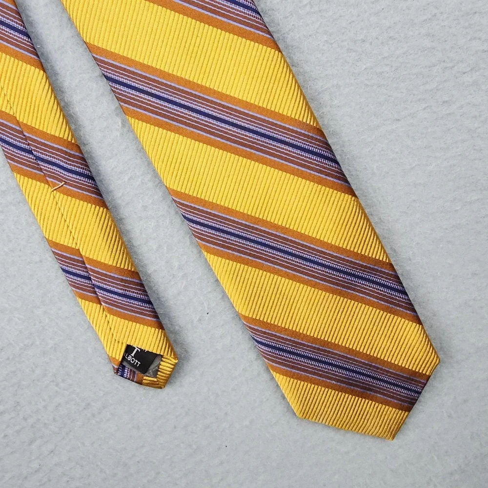 Robert Talbott Best Of Class Tie Mens One Size Yellow Striped Silk Woven USA